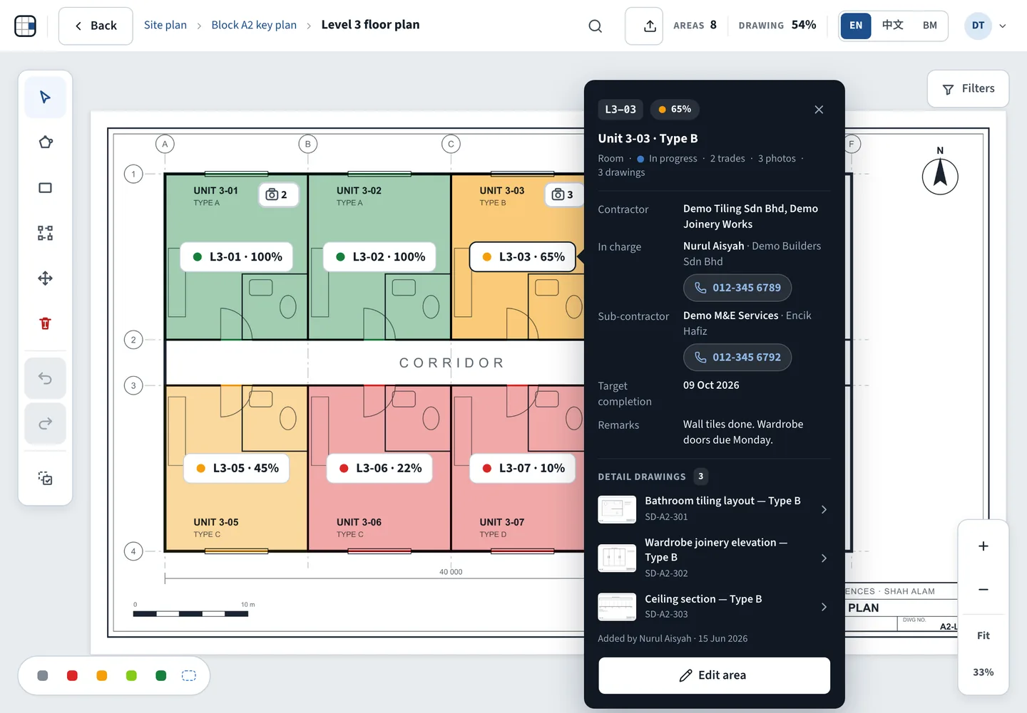 Key Plan Ai viewer — area detail